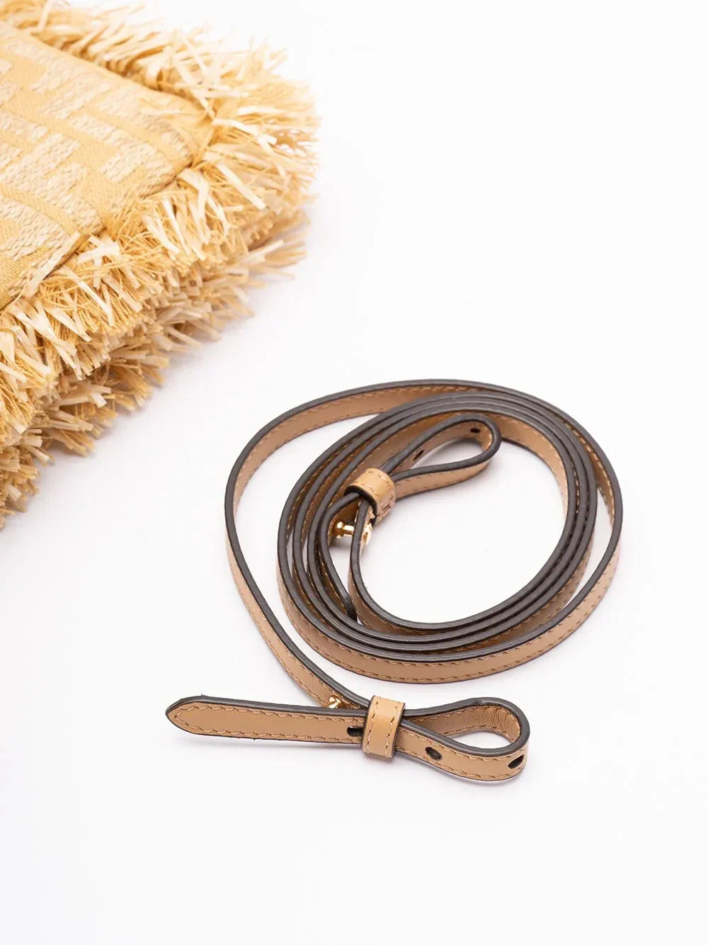 Baguette FF Chain Raffia Pouch