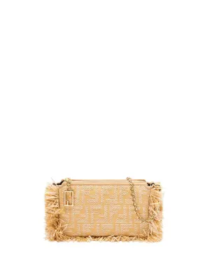 Baguette FF Chain Raffia Pouch