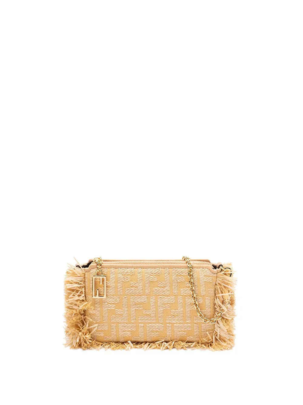 Baguette FF Chain Raffia Pouch