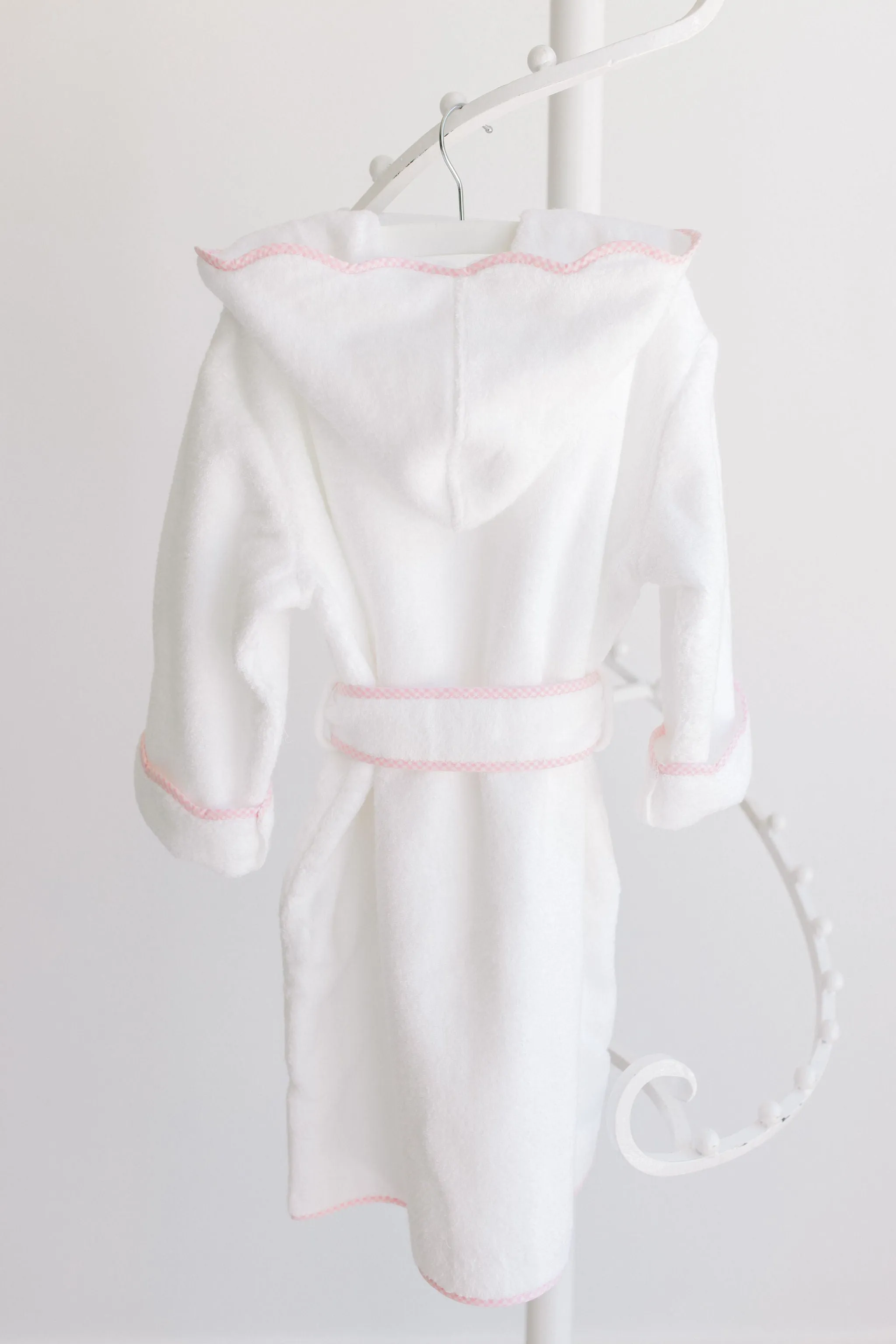 Bathrobe, White with Pink Gingham