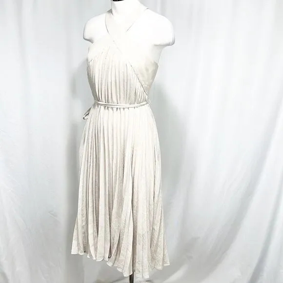 BCBGMAXAZRIA Eloise Light Stone Micropleated Belted Dress 2