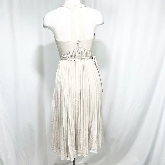 BCBGMAXAZRIA Eloise Light Stone Micropleated Belted Dress 2