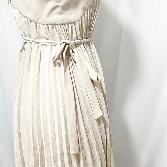 BCBGMAXAZRIA Eloise Light Stone Micropleated Belted Dress 2