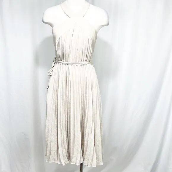 BCBGMAXAZRIA Eloise Light Stone Micropleated Belted Dress 2