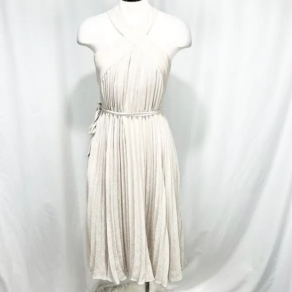 BCBGMAXAZRIA Eloise Light Stone Micropleated Belted Dress 2