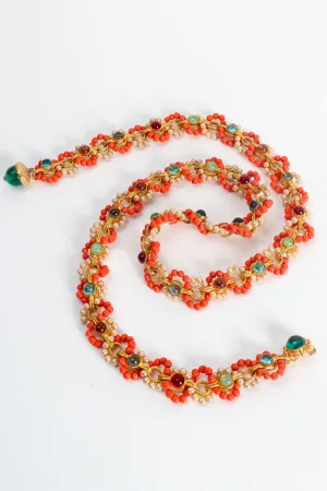 Beaded Glass Cabochon Chain Belt