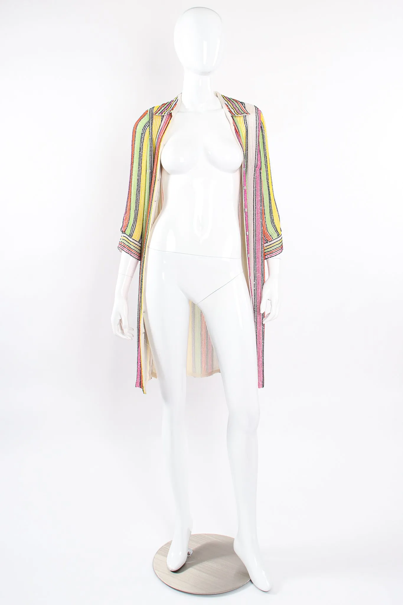Beaded Skittle Stripe Shirt Dress