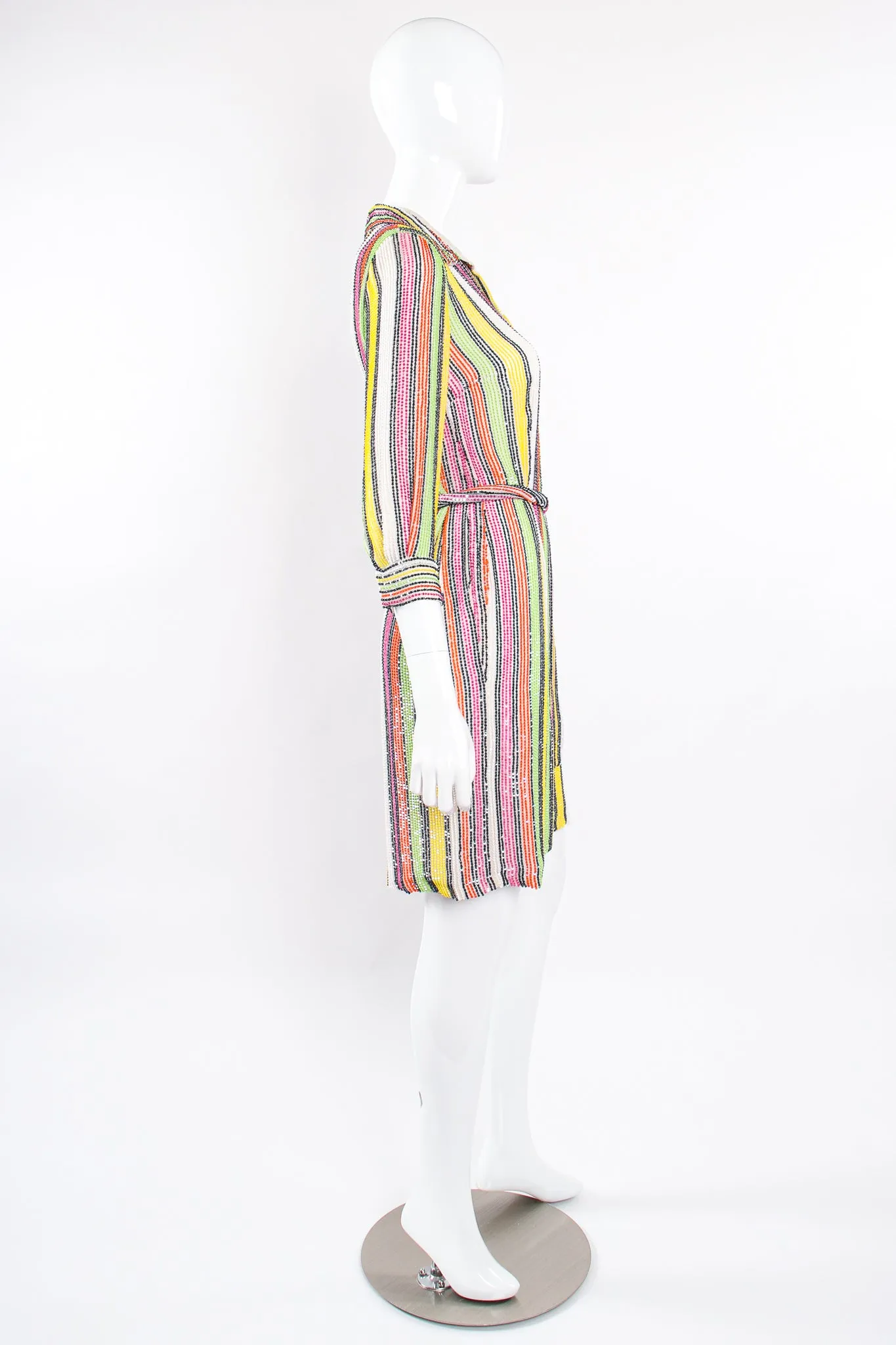 Beaded Skittle Stripe Shirt Dress