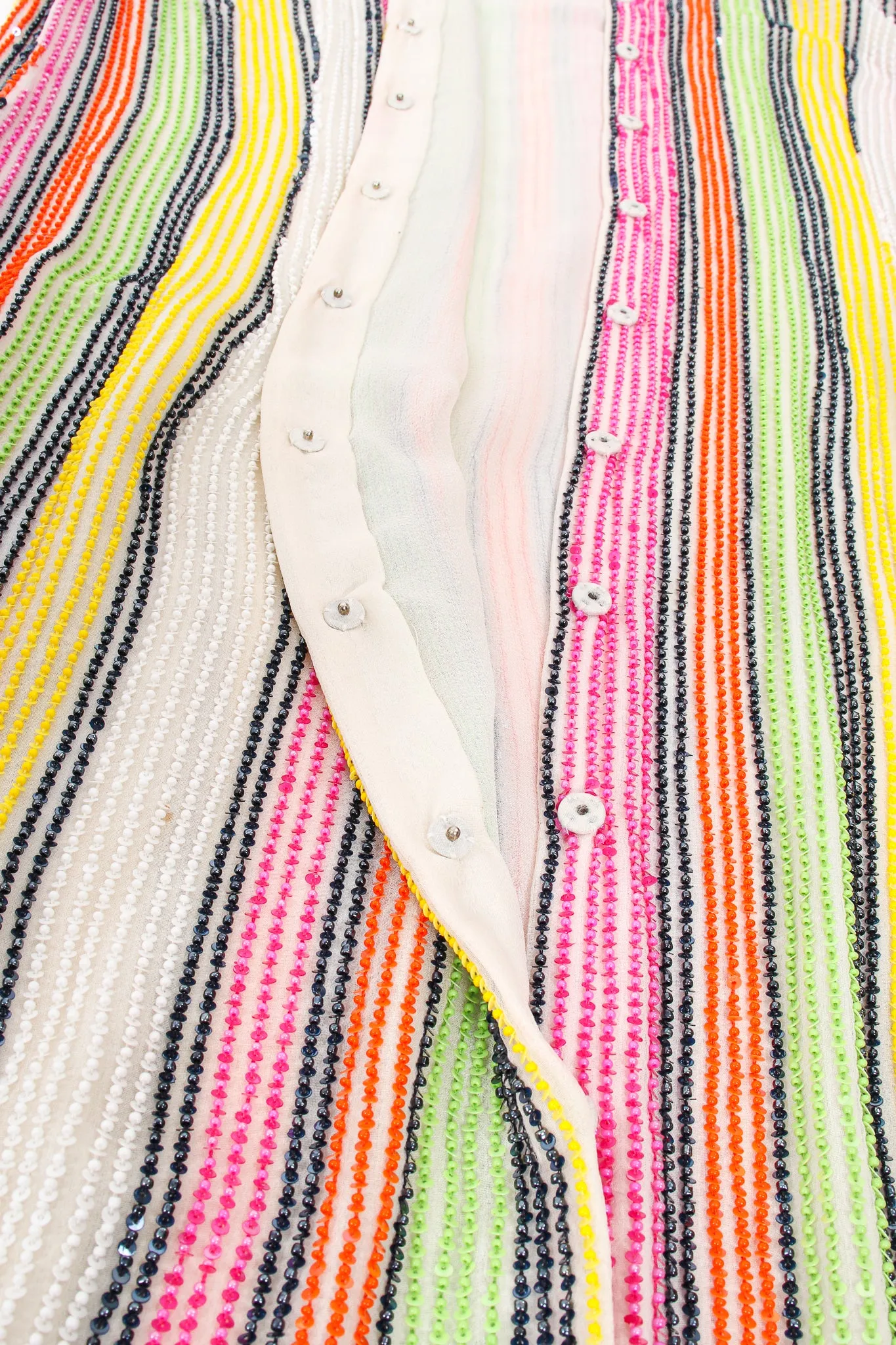 Beaded Skittle Stripe Shirt Dress