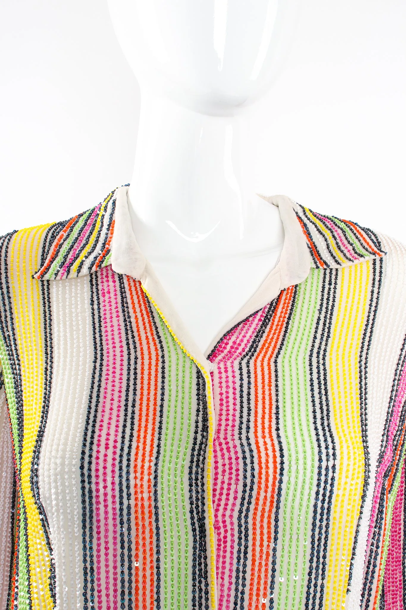 Beaded Skittle Stripe Shirt Dress