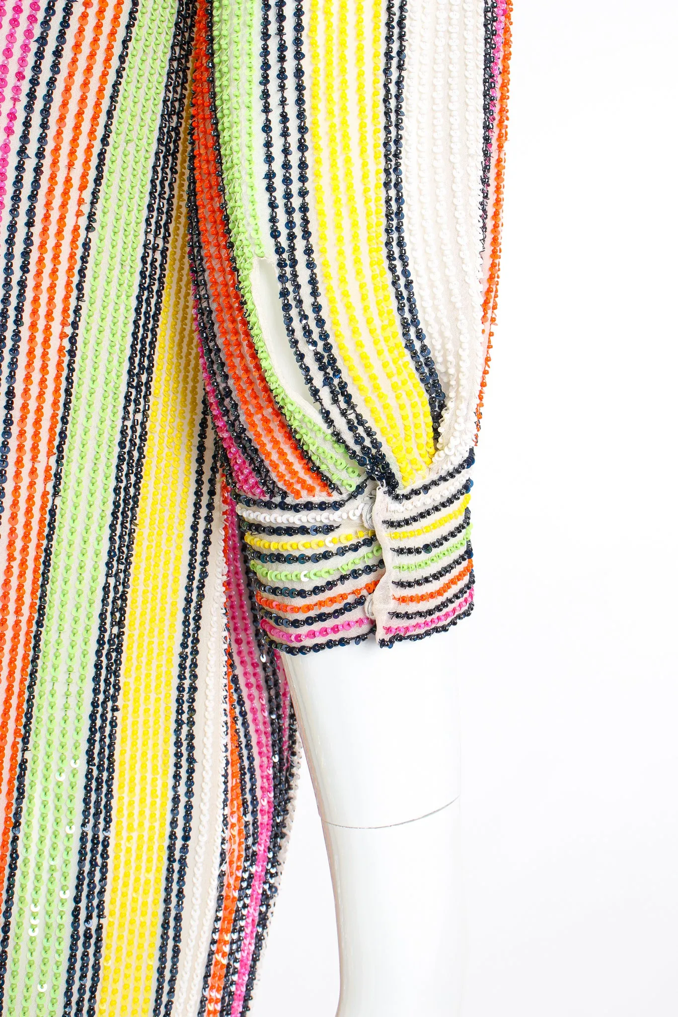 Beaded Skittle Stripe Shirt Dress