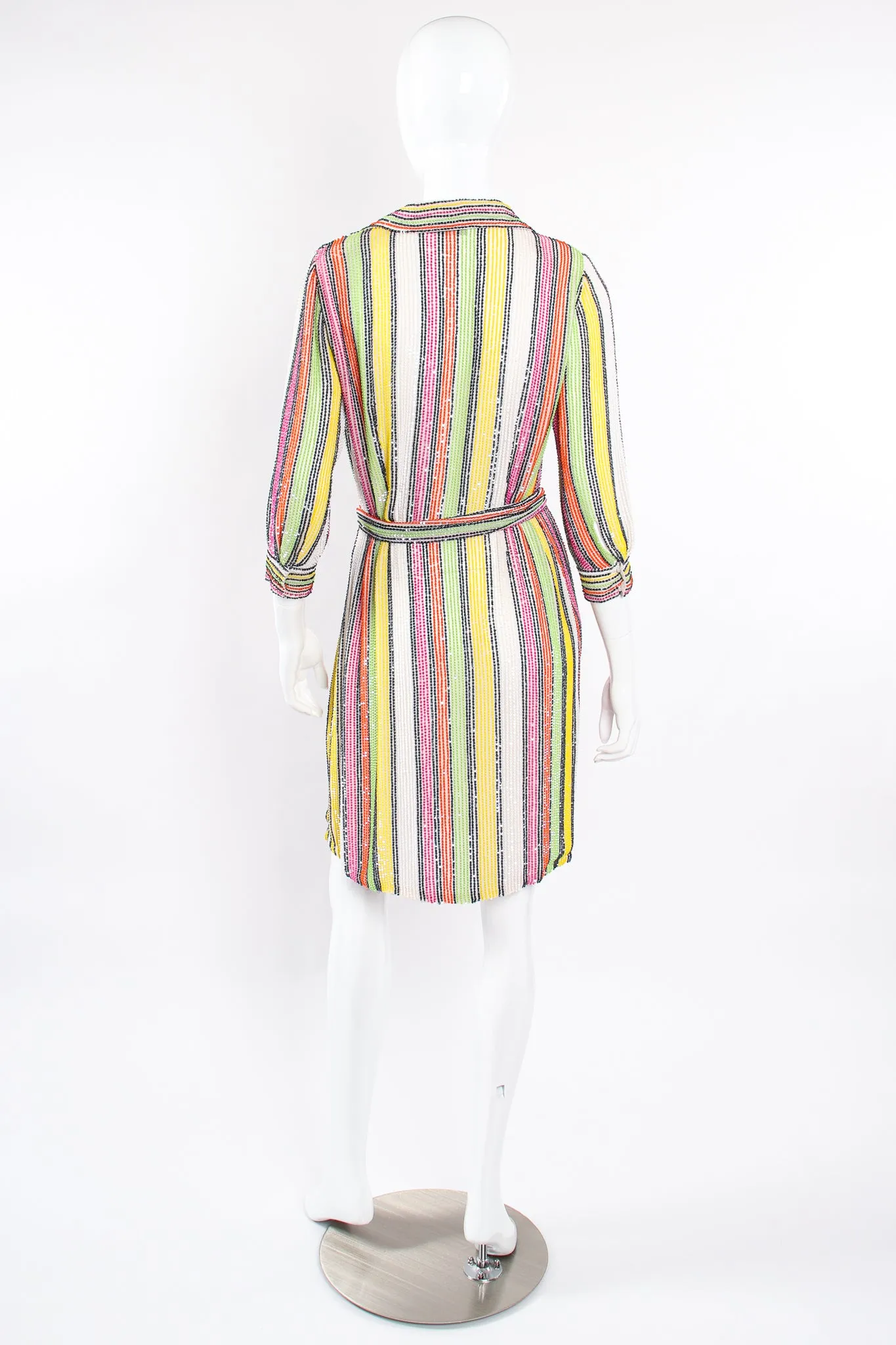Beaded Skittle Stripe Shirt Dress