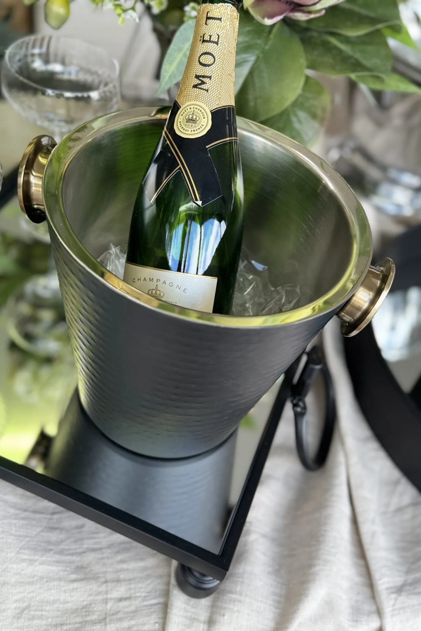 Black Gold Hammered Champagne Bucket
