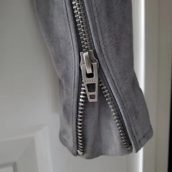 BlankNYC Moto Suede Jacket, Cloud Grey (S)