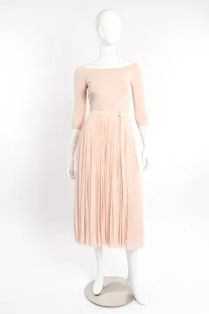 Boatneck Knit Pleated Dress