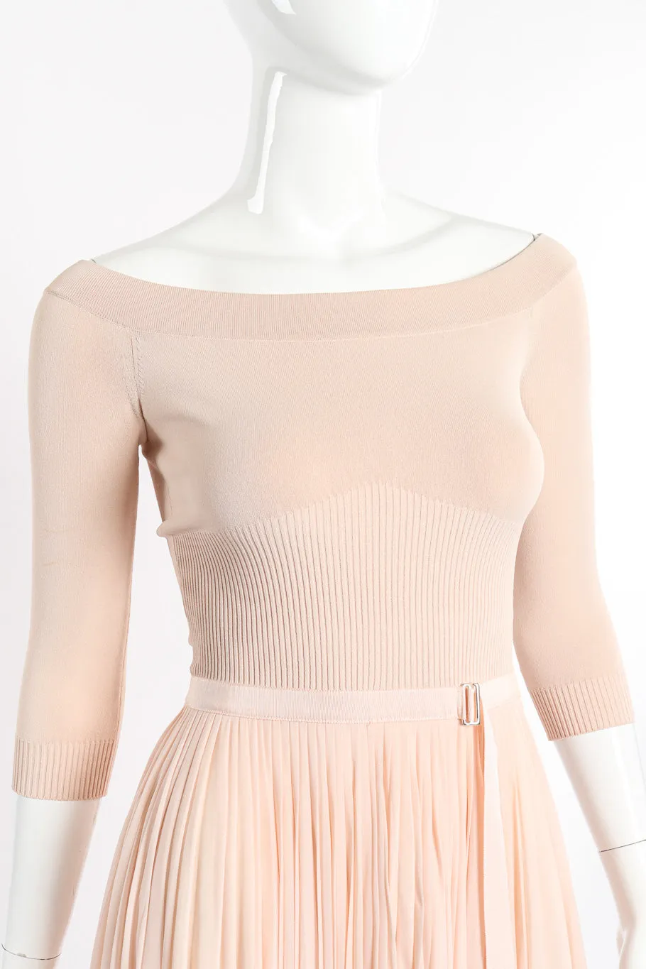 Boatneck Knit Pleated Dress