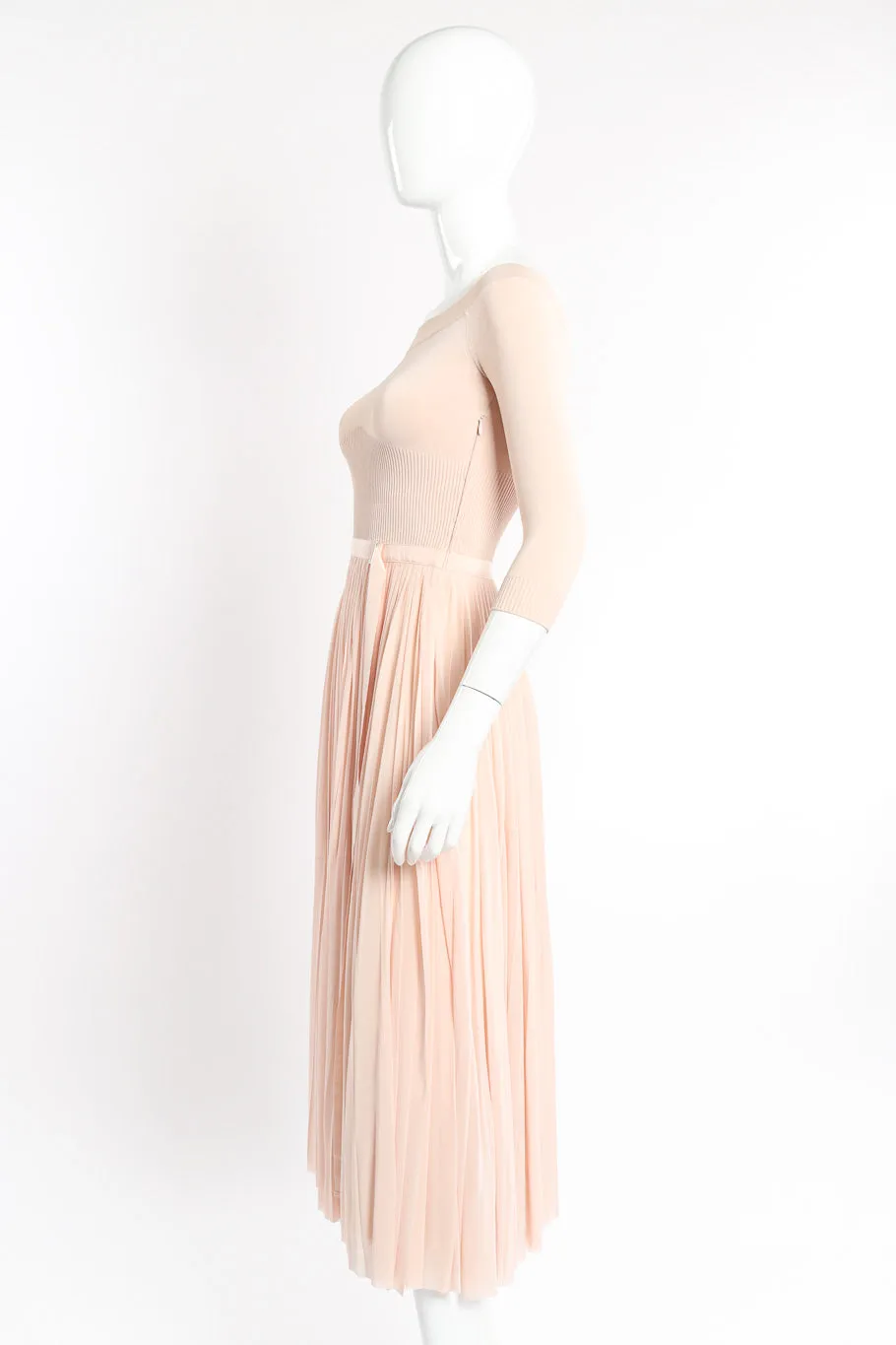 Boatneck Knit Pleated Dress