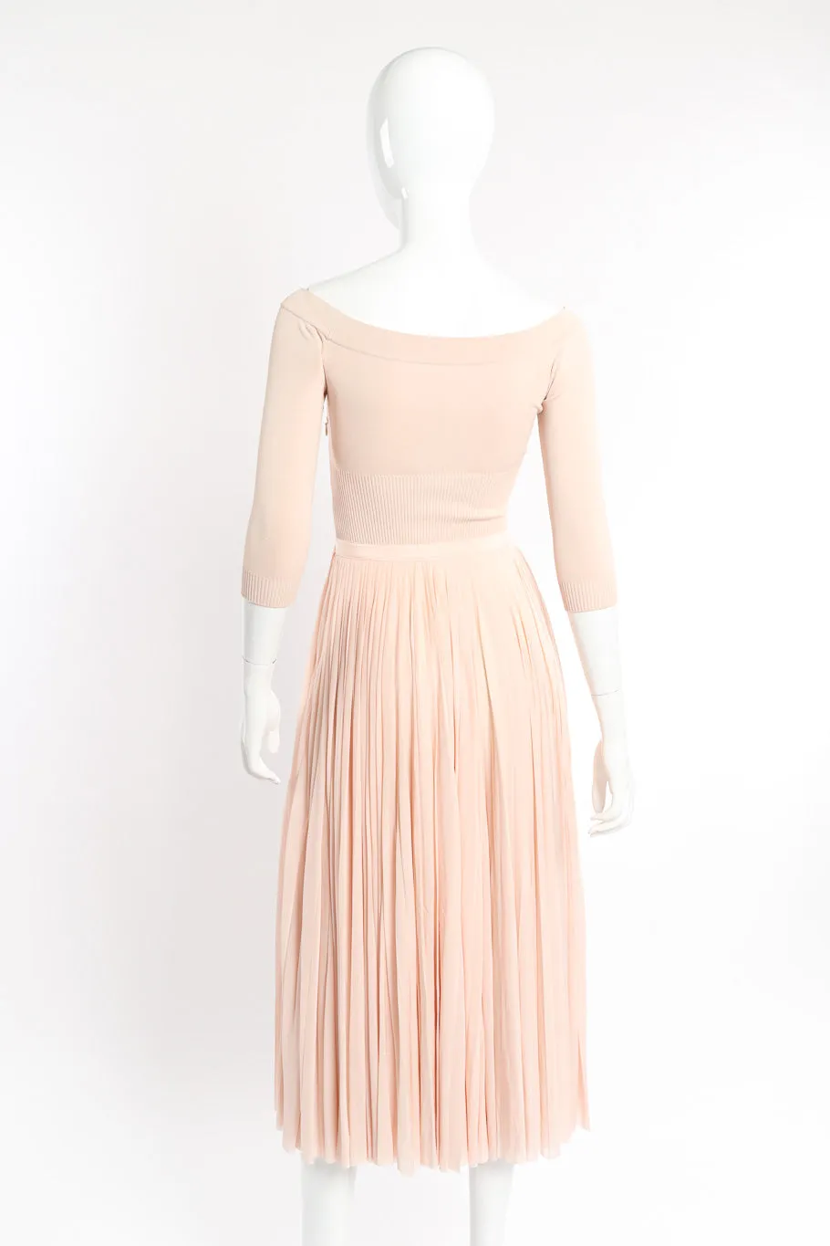 Boatneck Knit Pleated Dress