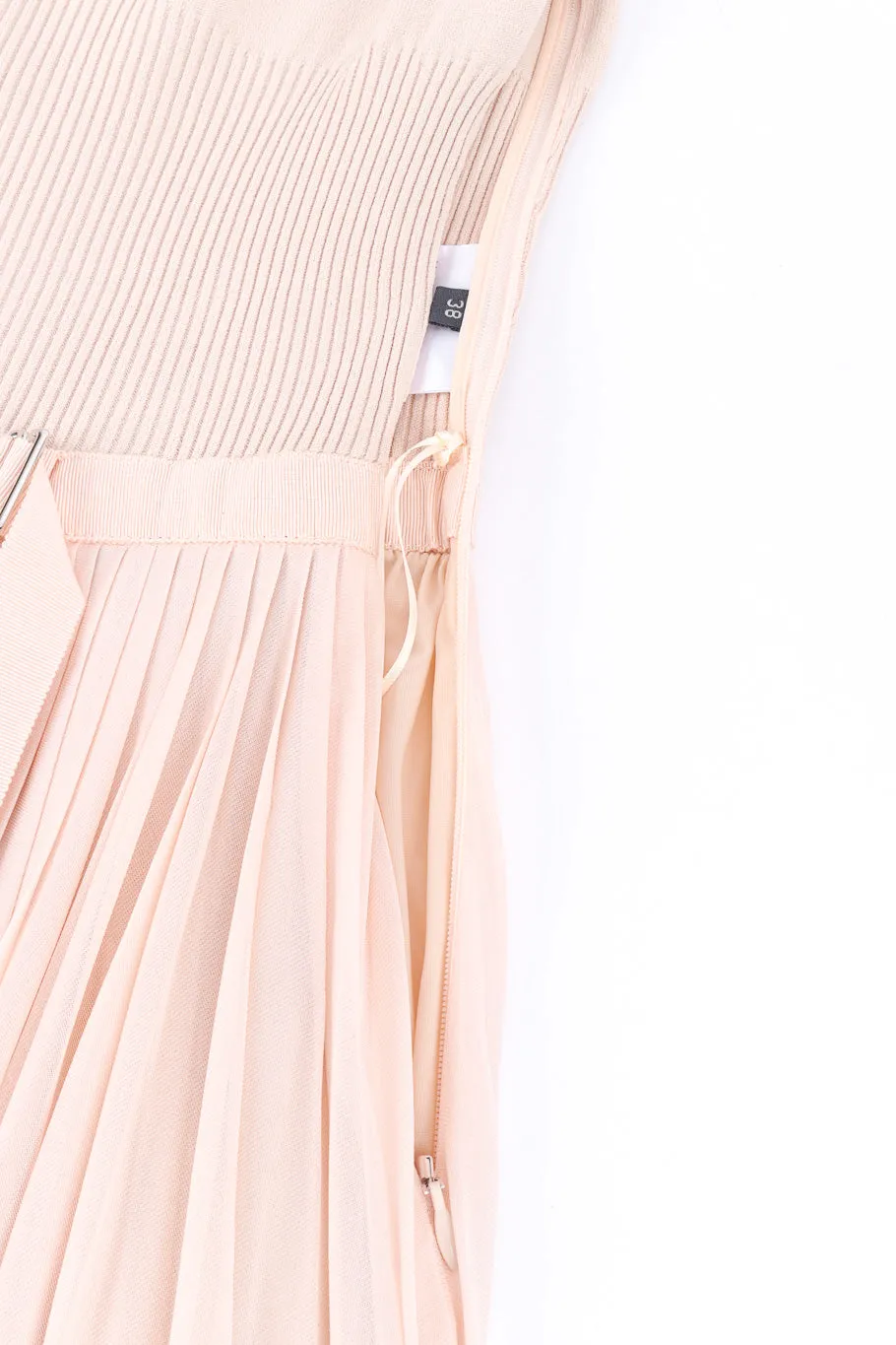 Boatneck Knit Pleated Dress