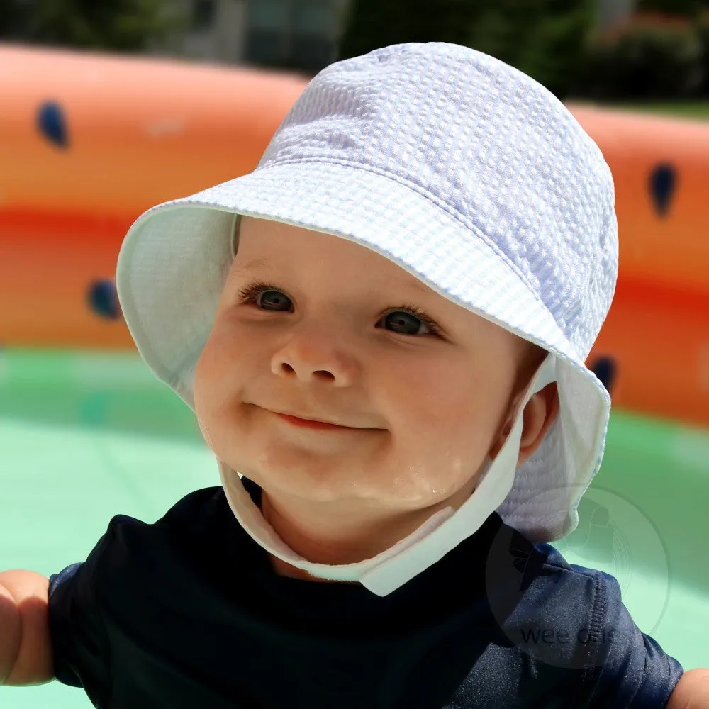 Boys Reversible Light Blue Seersucker Sun Hat