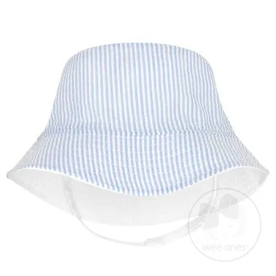 Boys Reversible Light Blue Seersucker Sun Hat