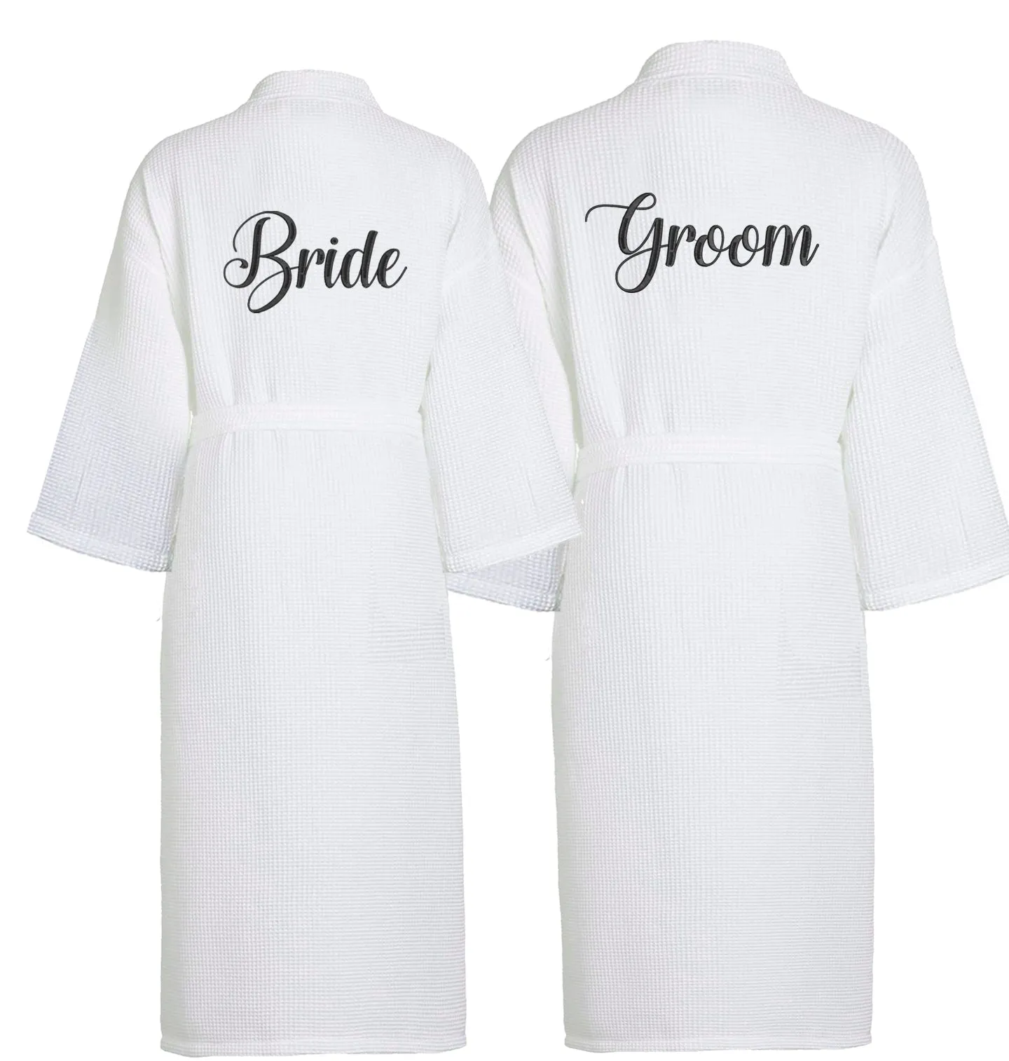Bride and Groom Waffle Weave Spa Robe Set