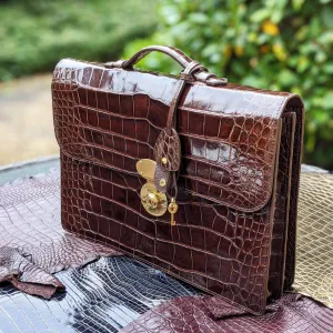 Briefcase - Bourbon Crocodile