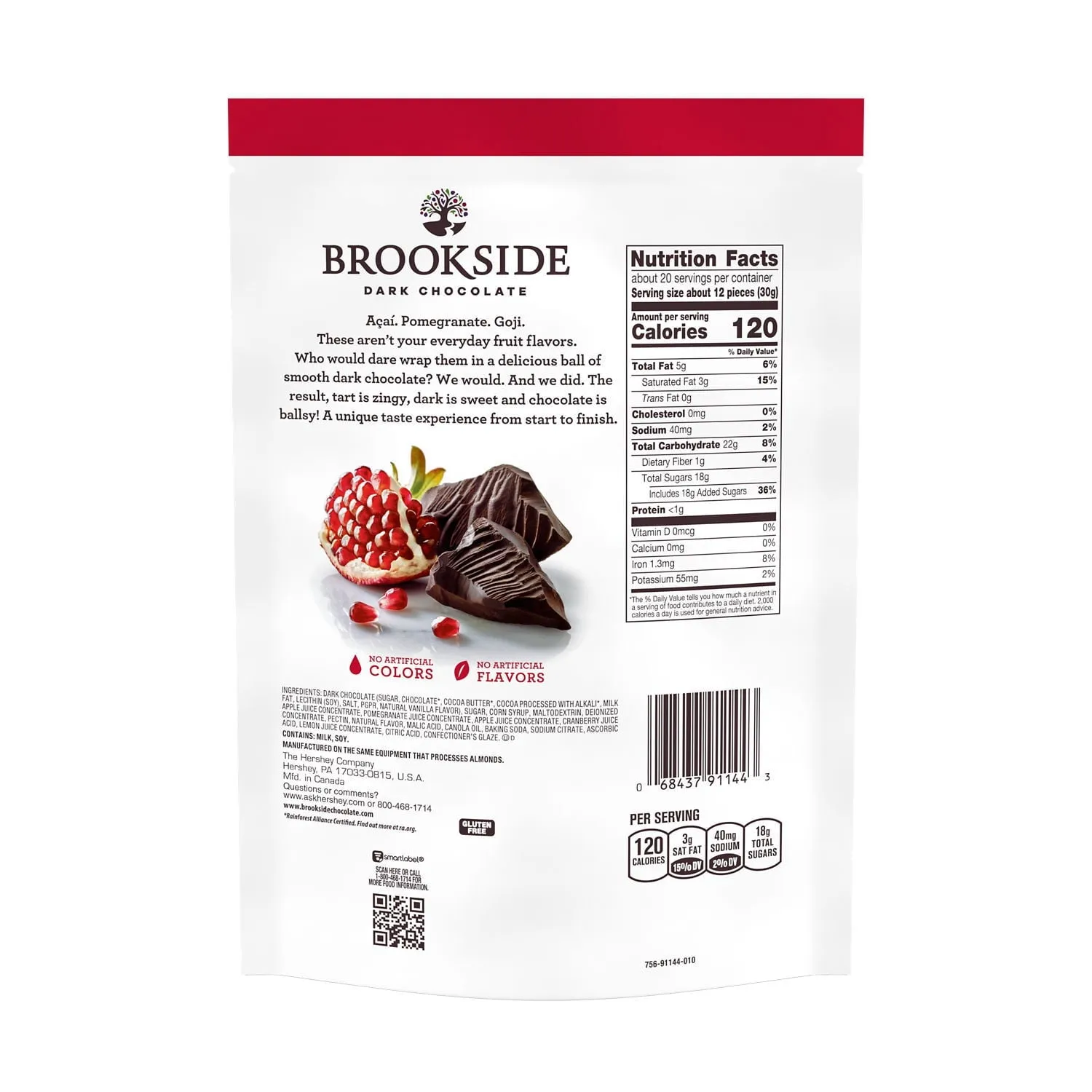 BROOKSIDE Dark Chocolate Pomegranate Chewy Center, Gluten Free Chocolates Bag