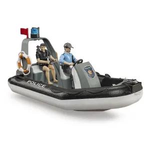 Bruder Police Boat with Rotating Beacon Light, 2 Figures, & Accessories