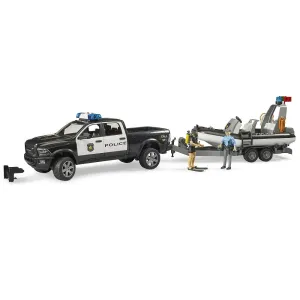 Bruder RAM 2500 Police Pickup with Light & Sound, Trailer, & Boat