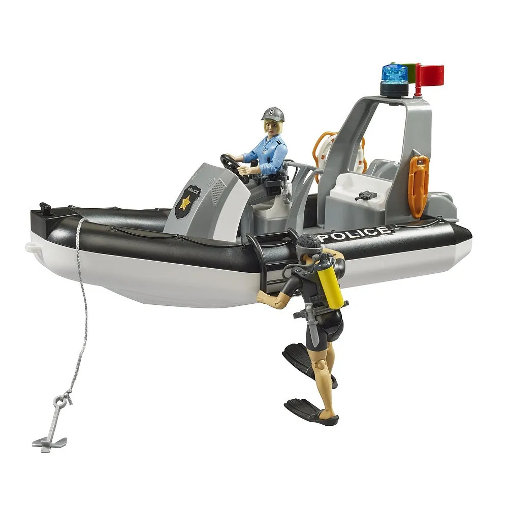 Bruder RAM 2500 Police Pickup with Light & Sound, Trailer, & Boat