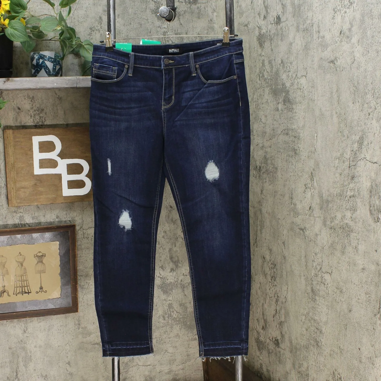 Buffalo Jess Rip And Repair Mid Rise Skinny Jeans