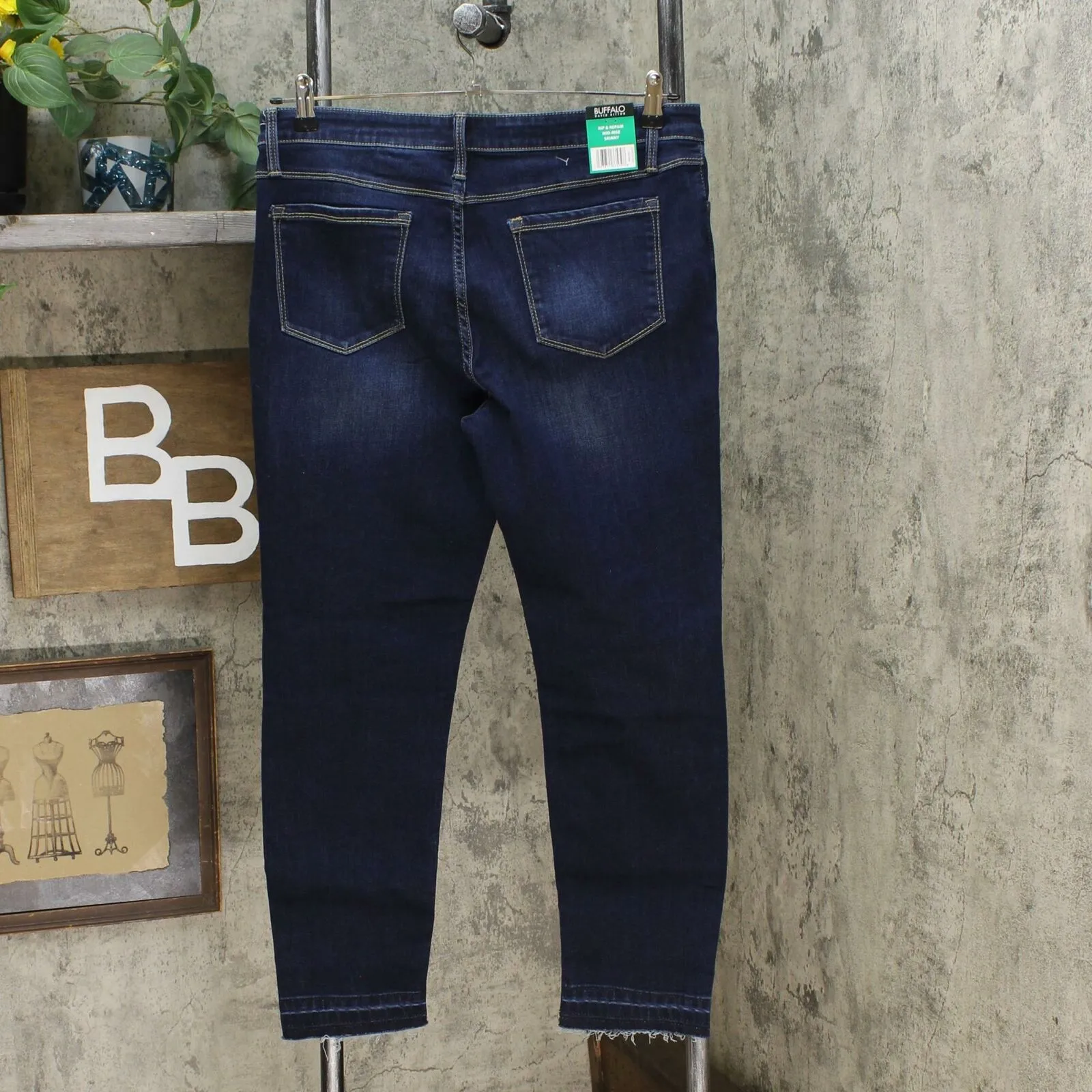 Buffalo Jess Rip And Repair Mid Rise Skinny Jeans