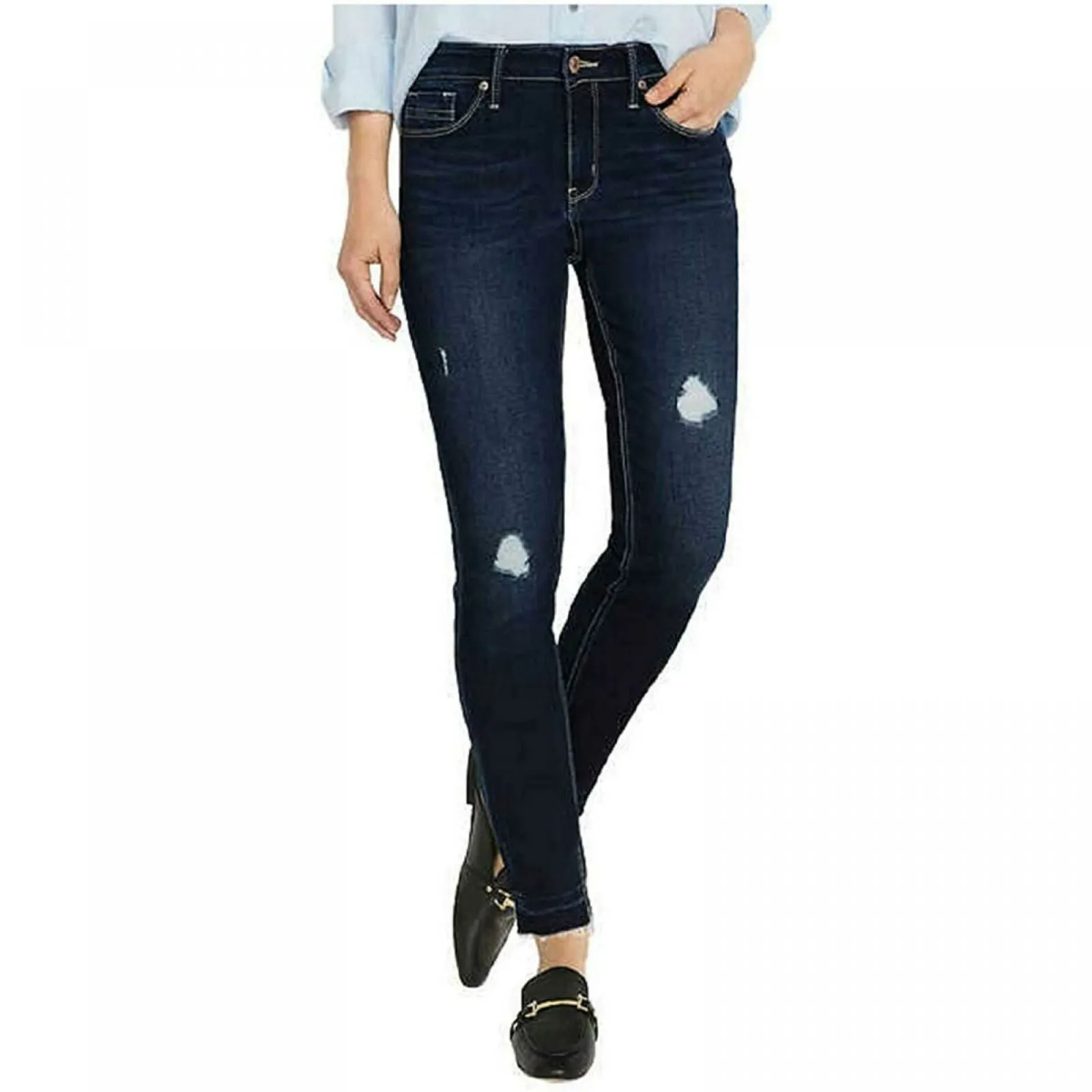 Buffalo Jess Rip And Repair Mid Rise Skinny Jeans