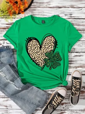 Camiseta de Manga Corta con Estampado de Leopardo