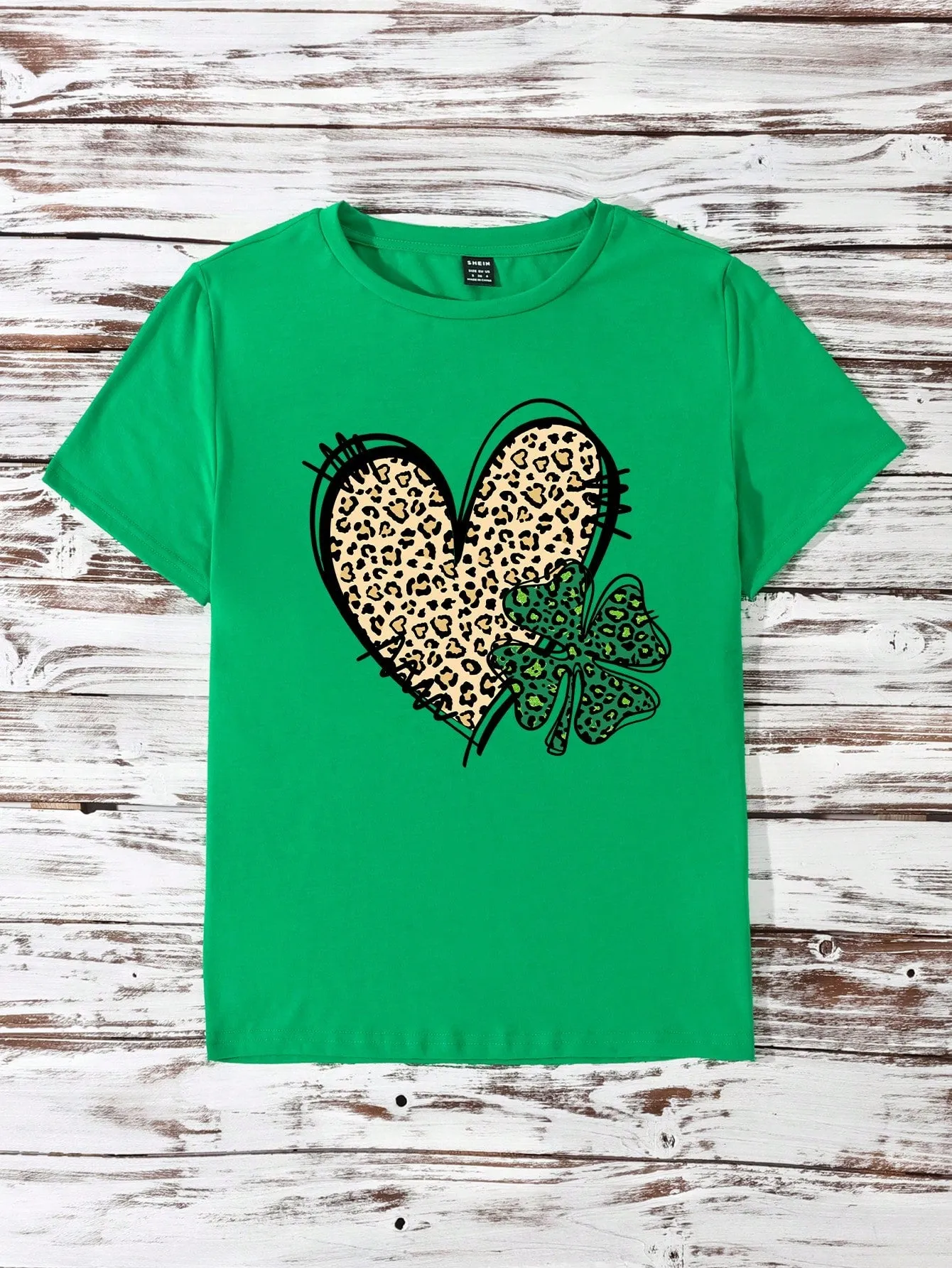 Camiseta de Manga Corta con Estampado de Leopardo