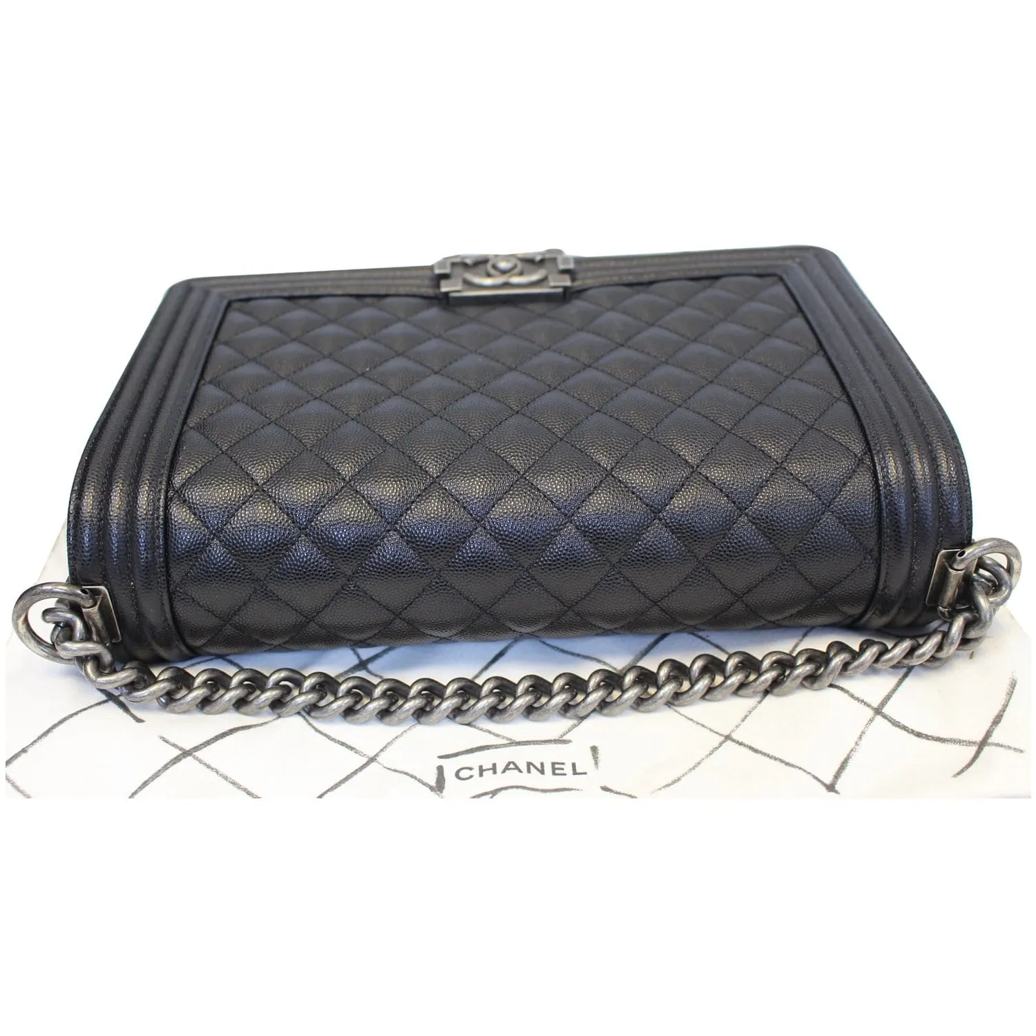 CHANEL Medium Boy Flap Caviar Leather Shoulder Bag Black