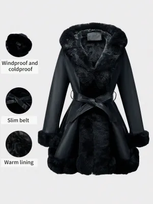 Chaqueta PU con forro de piel sintética - Cherry Vibes