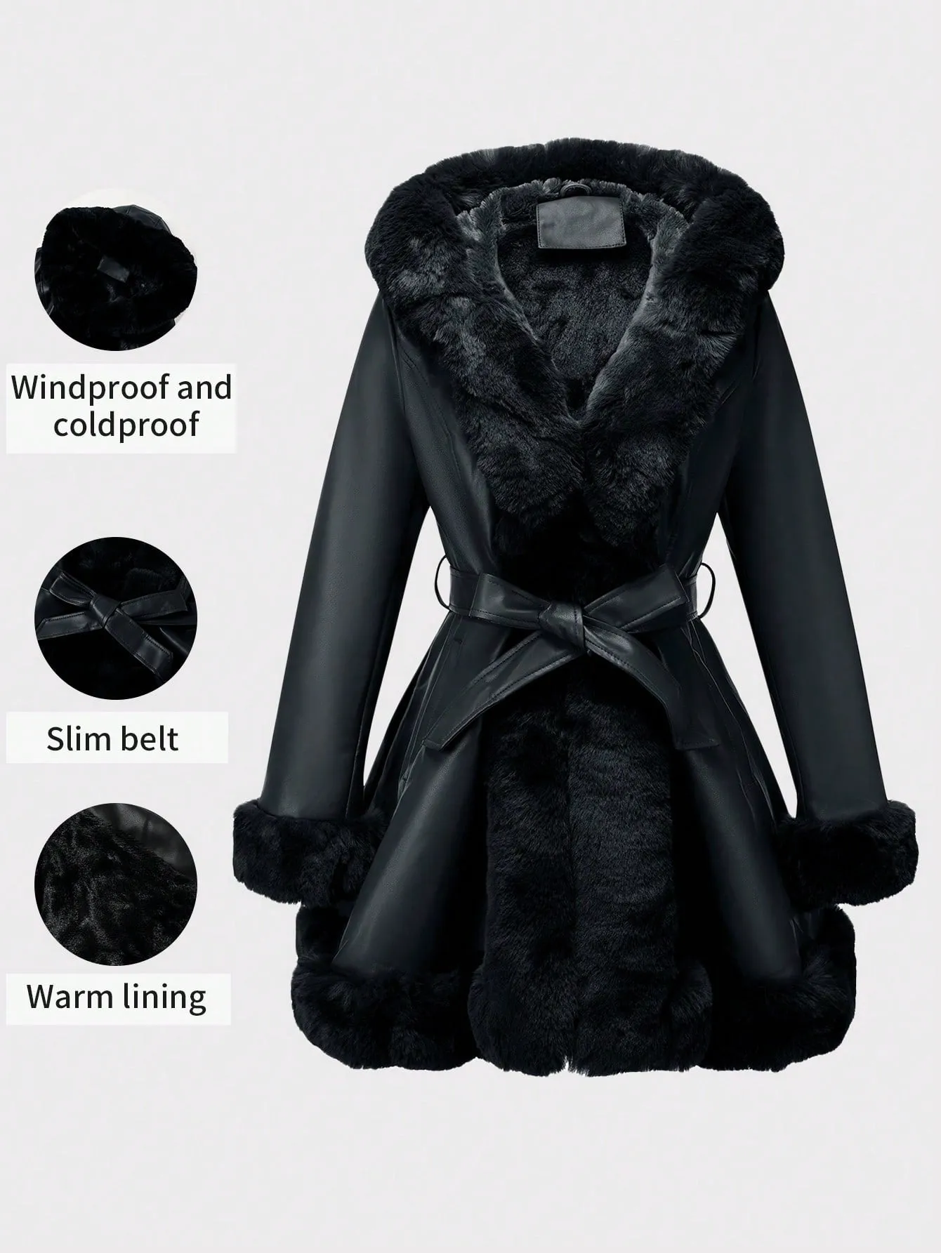 Chaqueta PU con forro de piel sintética - Cherry Vibes