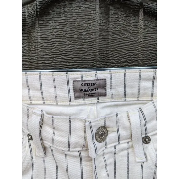 Citizens of Humanity Anthro Rocket Crop Striped High Rise Skinny Jeans