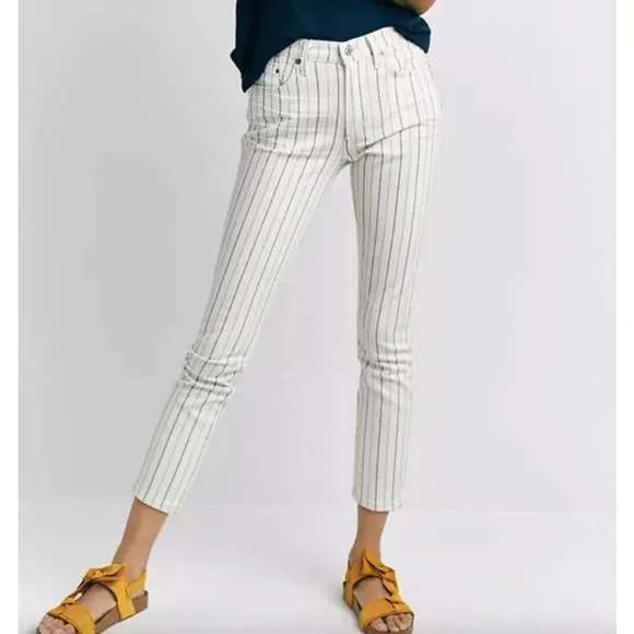 Citizens of Humanity Anthro Rocket Crop Striped High Rise Skinny Jeans