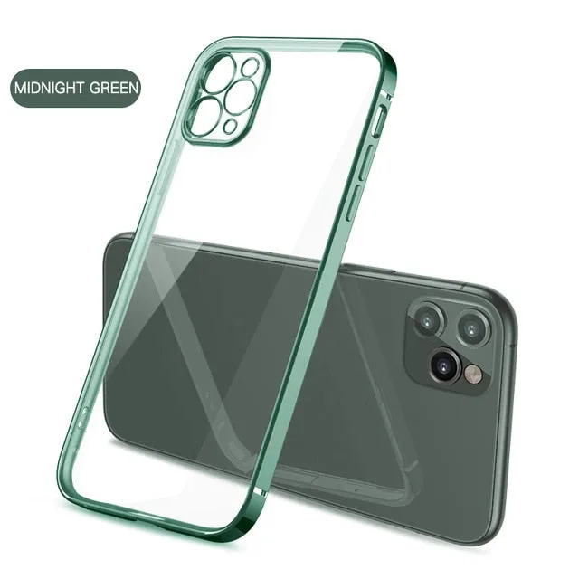 Classic Plating Frame Transparent Case For iPhone SE 2020 Clear Silicone Cover For iPhone 12 11 Pro XS Max XR X 10 7 8 6 6S PIus