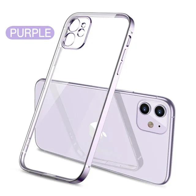 Classic Plating Frame Transparent Case For iPhone SE 2020 Clear Silicone Cover For iPhone 12 11 Pro XS Max XR X 10 7 8 6 6S PIus