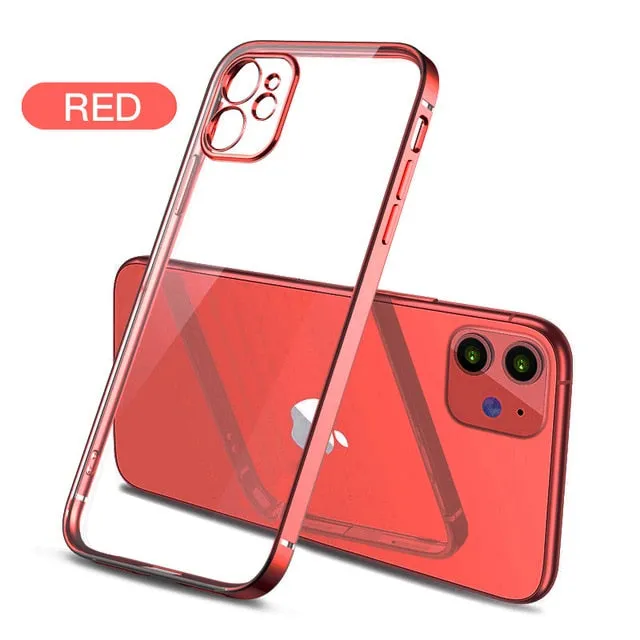 Classic Plating Frame Transparent Case For iPhone SE 2020 Clear Silicone Cover For iPhone 12 11 Pro XS Max XR X 10 7 8 6 6S PIus