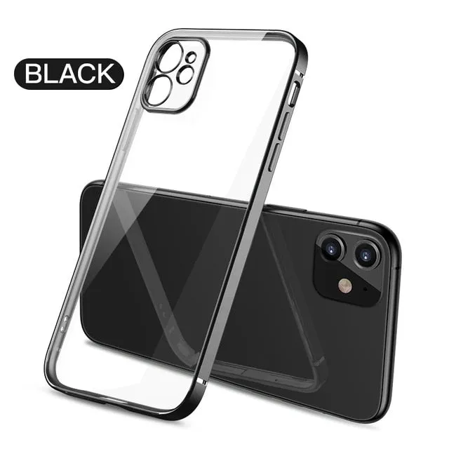 Classic Plating Frame Transparent Case For iPhone SE 2020 Clear Silicone Cover For iPhone 12 11 Pro XS Max XR X 10 7 8 6 6S PIus