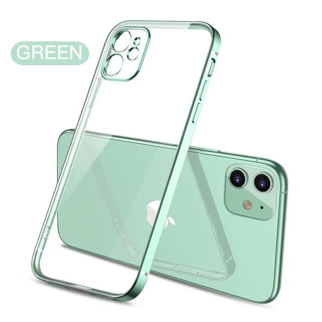 Classic Plating Frame Transparent Case For iPhone SE 2020 Clear Silicone Cover For iPhone 12 11 Pro XS Max XR X 10 7 8 6 6S PIus