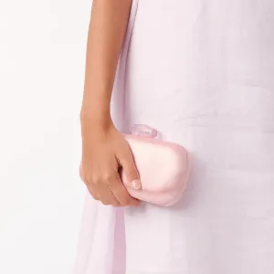 Claudette Satin Structured Clutch (Pale Pink)