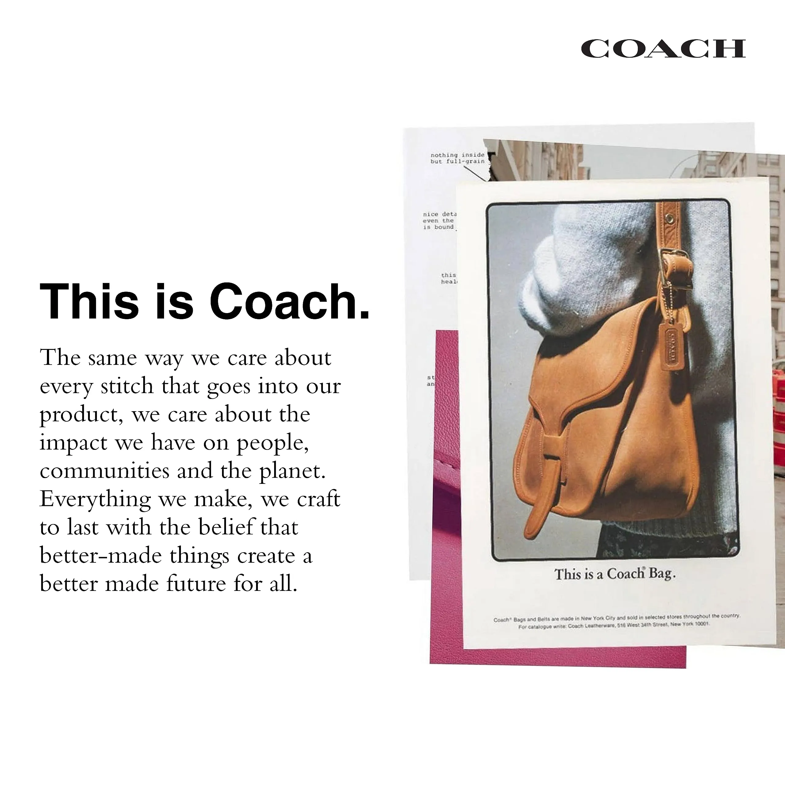 COACH Cross Grain Leather Kitt, Black, One Size