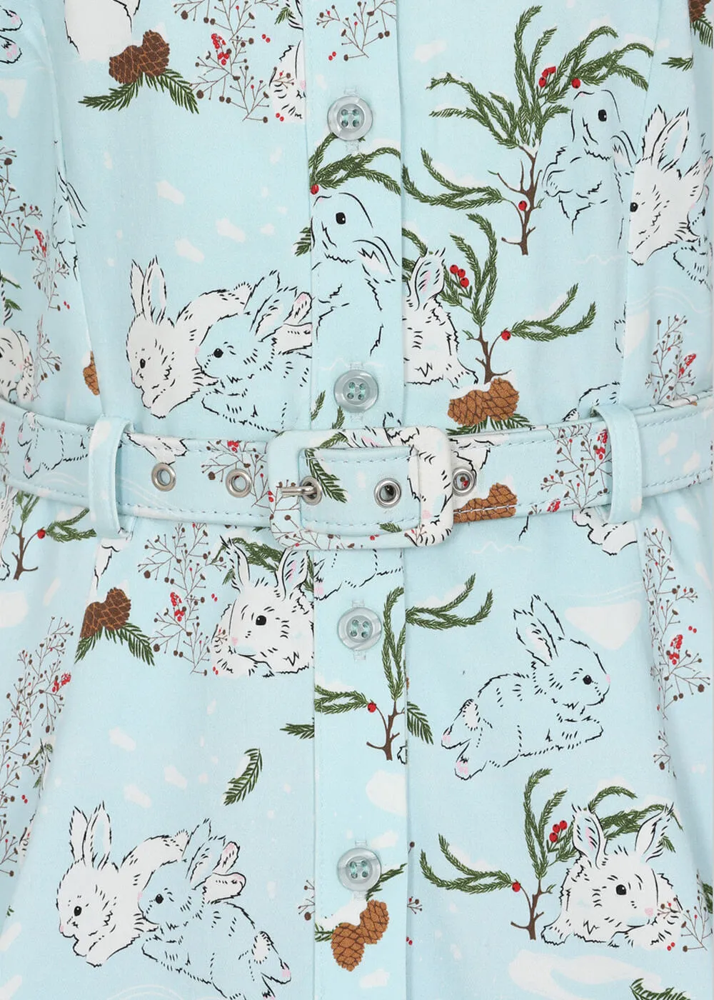 Collectif Caterina Snowy Rabbit 50's Swing Dress Blue