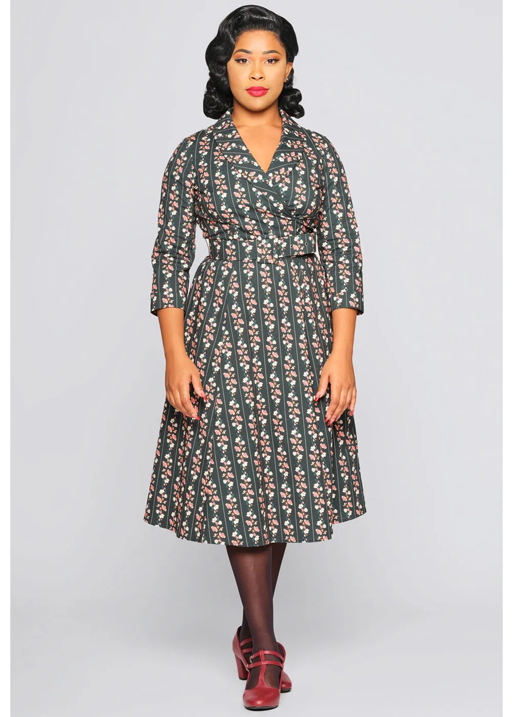 Collectif Penelope Wallflower 50's Swing Dress Green